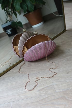 Pembe Taşlı istiridye Zincirli Çanta