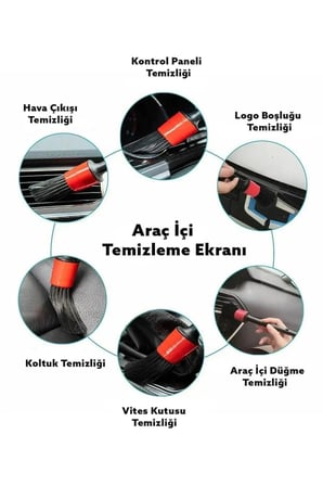 Araç Temizlik Fırça Seti 5 Adet Oto Detaylı Temizleyici Koltuk Döşeme Kapı Toz Alma Fırçası