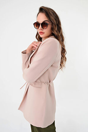 Kadın Taş Bel Bağlamalı Blazer Ceket