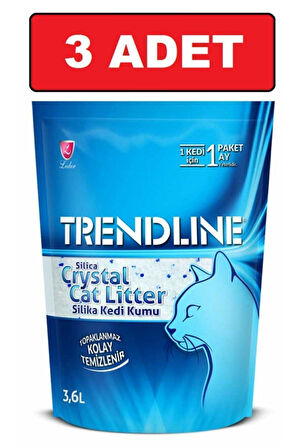 Trendline Tozsuz Silika Kedi Kumu 3.6 Lt x 3 Adet