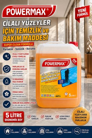 POWERMAX Cilalı Yüzeyler İçin Temizlik Maddesi 5 Litre Profesyonel Yüzey Bakım Ürünü