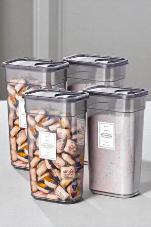 Mona Big 4 Adet 3,2 lt Deterjan Saklama Kabı-Çamaşır Odası&Banyo Düzenleyici-Çamaşır Deterjan Kutusu