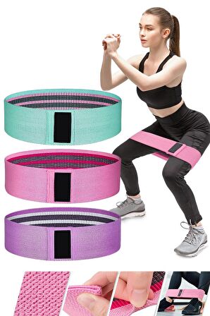 3 Lü Set Hip Loop Squat Band Direnç Egzersiz Lastiği Kalça Fitness Pilates Dokuma Jimnastik Bandı