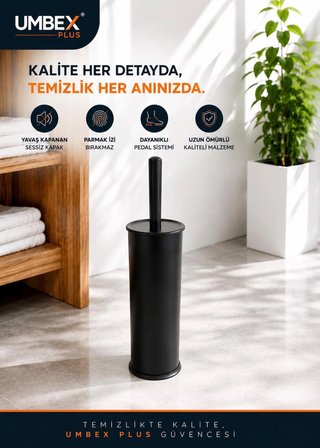 SİYAH WC FIRÇASI SİYAH TUVALET FIRCASI KROM KAPLAMA 
