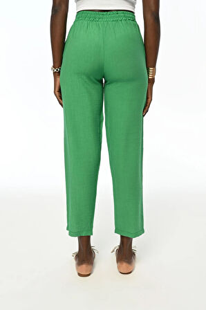 KADIN BELİ LASTİKLİ RAHAT KALIP DÜZ RENK PANTOLON