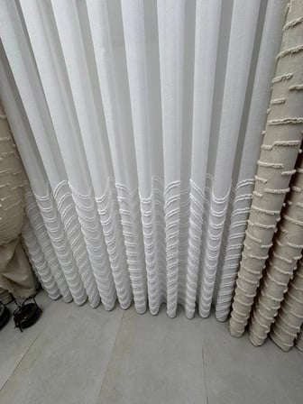 NİVEMESHOME MİLA YARI DESENLİ  1/3  PİLELİ  TÜL PERDE APM