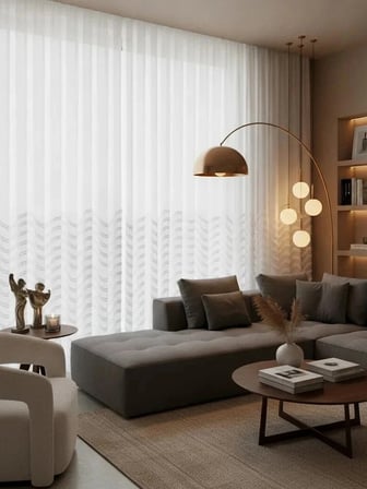 NİVEMESHOME MİLA YARI DESENLİ  1/3  PİLELİ  TÜL PERDE APM