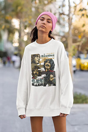 The Beatles Get Back Baskılı Unisex Oversize Müzik Grubu Sweatshirt