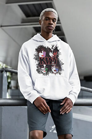 Kiss Müzik Grubu Baskılı Unisex Oversize Rock Metal Hoodie