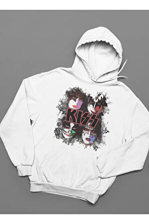 Kiss Müzik Grubu Baskılı Unisex Oversize Rock Metal Hoodie