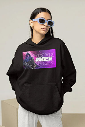 Omen Baskılı Unisex Oversize Vvalorant Hoodie