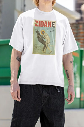Efsane Futbolcu Zidane Baskılı Unisex Oversize Tişört
