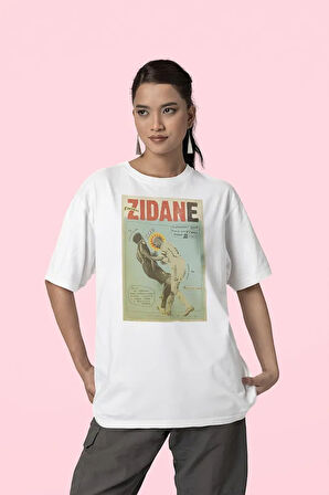 Efsane Futbolcu Zidane Baskılı Unisex Oversize Tişört