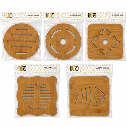 KARE=16.4X16.4CM - YUVARLAK:16.4CM MIX DESEN BAMBU - AHŞAP NİHALE - HERHANGİ BİR MODEL GÖNDERİLİR (5