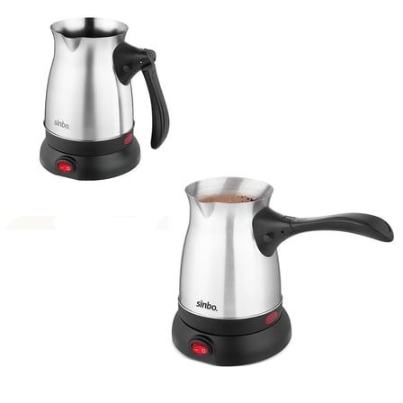 ÇELİK ELEKTRİKLİ CEZVE TÜRK KAHVE MAKİNESİ - 6FİNCAN=500ML 360 DERECE KABLOSUZ KULLANIM 600W SCM-299