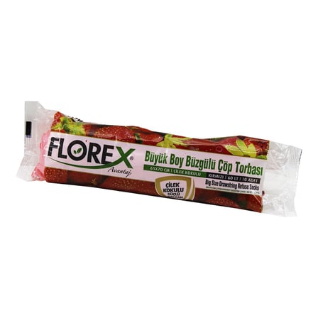 250 ADET FLOREX-502 ÇİLEK KOKULU  BÜZGÜLÜ  BÜYÜK  10PCS 65X70CM ÇÖP TORBASI  25x10=250 (5680)