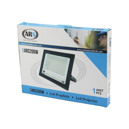 TEKLİ 200W LED PROJEKTÖR  29X22CM AYDINLATMA AÇISI: 120 DERECE 50.000 SAAT ÖMÜR MODEL-ARS200W (5680)