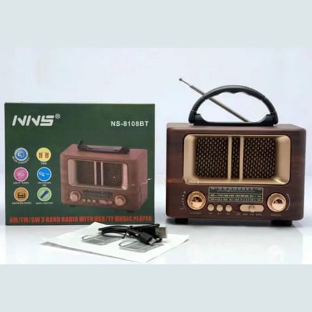 Küçük Mini Boy Retro Ahşap Tasarım Bluetooth Hoparlörlü Radyo – FM/AM Destekli, Şarjlı ve Taşınabili