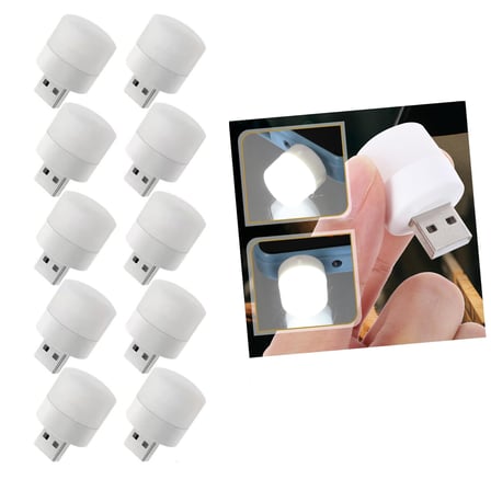 USB Mini Top LED 10’lu Aydınlatma Seti – Beyaz Renkli Gece Lambası, Enerji Tasarruflu Mikro LED Işık
