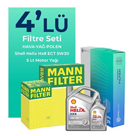 MANN Hyundai i20 1.4 Dizel Filtre Bakım Seti Shell Motor Yağlı (2014-2019) 4 Lü
