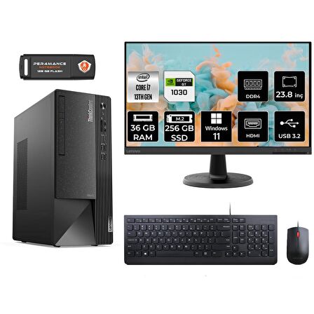 Lenovo ThinkCentre Neo 50T i7 13700 36GB 256GB SSD GT1030/4GB W11P 12JD0008TR MASAÜSTÜ PC & 23.8" MONİTÖR