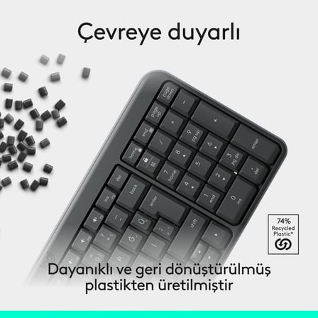  Logitech K250 Kablosuz Türkçe Klavye - Bluetooth Bağlantılı Kompakt Tasarım ile Ev Ofis Kullanımı