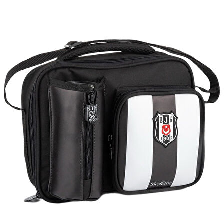 Beşiktaş 3 Bölmeli Çubuklu Suni Deri Okul Çantası + Beslenme Çantası