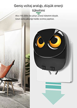 TechTic Kablosuz Kapı Zili Sevimli Baykuş Işıklı 1Alıcı 2Buton 35 Zil Sesi 5 Ses Seviyesi Acil Çağrı