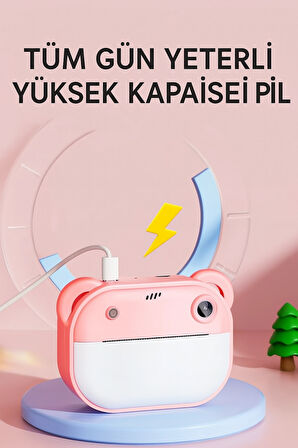 ​QASUL Yeni Dijital Kamera Çift Lens 2 İnç Ekran Dahili Pil Fotoğraf Çerçevesi Termal Baskı Kağıdı