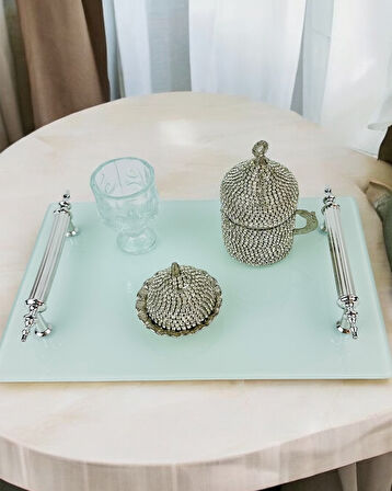 Harmonize Beyaz Söz Tepsisi ve Damat Kahve Fincanı