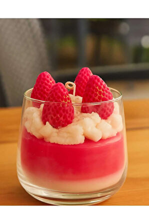 Çilek Kokulu Magnolia Görünümlü Soya Wax Mum