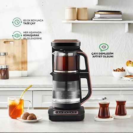 Çaysever Robotea Pro Wifi Connect 4 in 1 (Çay Demleme, Filtre Kahve, Mama Suyu, Sıcak Su) Konuşan Otomatik Demleme Makinesi 2500W