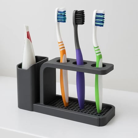 Su Süzgeçli Diş Fırçası ve Macun Standı – 3 Bölmeli Hijyenik Banyo Organizeri