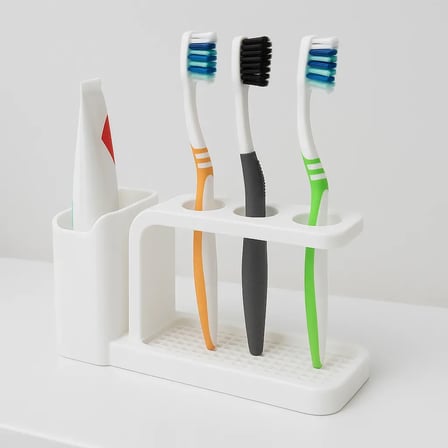 Su Süzgeçli Diş Fırçası ve Macun Standı – 3 Bölmeli Hijyenik Banyo Organizeri