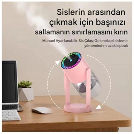 Ozmik CL28 Tavana Işık Yansıtan Gece Lambası Hava Nemlemdirici Ev ve Araba İçin Işıklı Aromaterapi Pembe