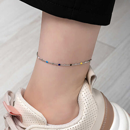 925 Ayar Gümüş Renkli Mineli Halhal T8120 (944944)