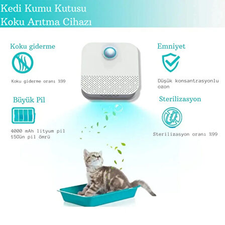 ShopFast Akıllı Koku Giderici Kedi Tuvaleti Sterilizasyon Hava Temizleyici Evcil Hayvan Koku Önleyici 