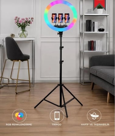 MJ-26 13 İNCH RGB LED RİNG LİGHT – 200CM TRİPOD