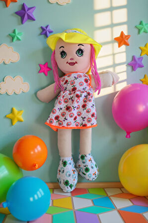 Oyuncak Bez Bebek 50cm Renkli Elbiseli Bez Bebek Kız Çocuk Oyuncakları Evcilik Oyuncakları Bebek