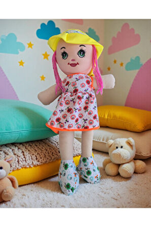 Oyuncak Bez Bebek 50cm Renkli Elbiseli Bez Bebek Kız Çocuk Oyuncakları Evcilik Oyuncakları Bebek