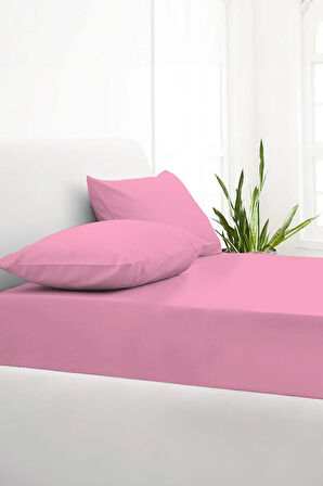 | Ranforce | Pamuklu Tek / Çift Kişilik Pembe Lastikli Çarşaf | 14 Renk | Fıtted |