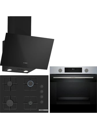 Bosch Siyah 3 Lü Ankastre Set 568 ( HUA717BR0T - POP7C6P31O - DWK63PJ60T 67CM Ocak - Buhar Destekli -