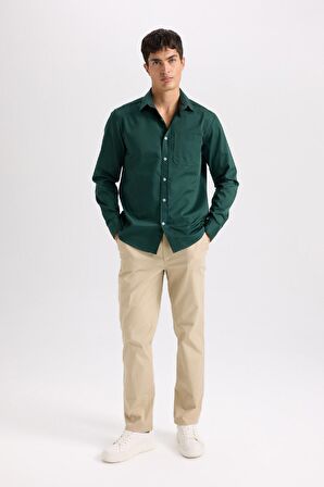 DeFacto Regular Fit Polo Yaka Gabardin Uzun Kollu Gömlek D4934AX24AUGN900
