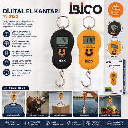 GÜLEN YÜZ DİJİTAL TERAZİ TARTI EL KANTARI KANCALI 50KG (5690)