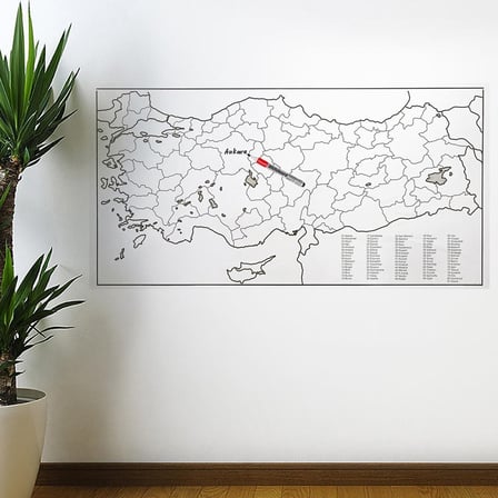 Yazılabilir Türkiye Haritası Manyetik Duvar Stickerı 110 x 56 cm (5690)