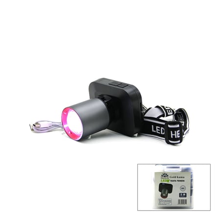 ŞARJLI 50W KAFA LAMBASI FENER 1 LED USB - TYPE-C DİJİTAL KADEME IŞIK AYARI - FLAŞÖR (5690)