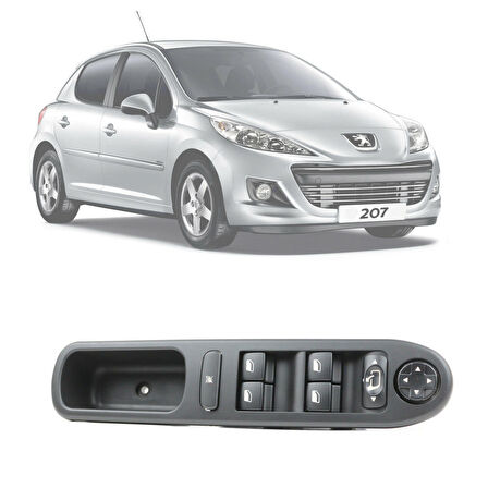 PEUGEOT 207 2006-2017 CAM AÇMA DÜĞMESİ DÖRTLÜ ÇERÇEVELİ
