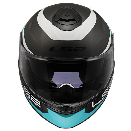 LS2 STROBE 2 VICTORY MAT TITANIUM-BEYAZ-METAL MAVİ KASK