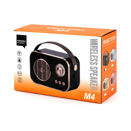 M4 PORTABLE WİRELESS HOPARLÖR - SPEAKER IŞIKLI USB ŞARJLI RENKLİ KASA - BRONZ ÇERÇEVEUSB - DC 5V - T