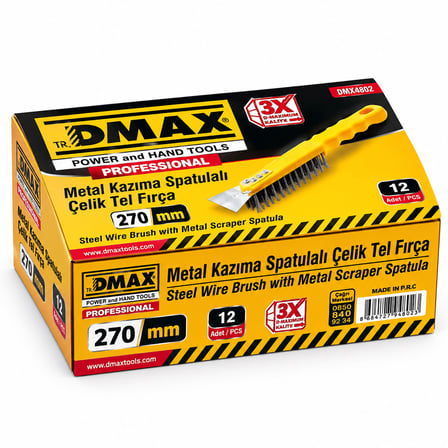 12 ADET 2IN1 ÇELİK TEL FIRÇA - METAL KAZIMA SPATULA 270MM (5690)